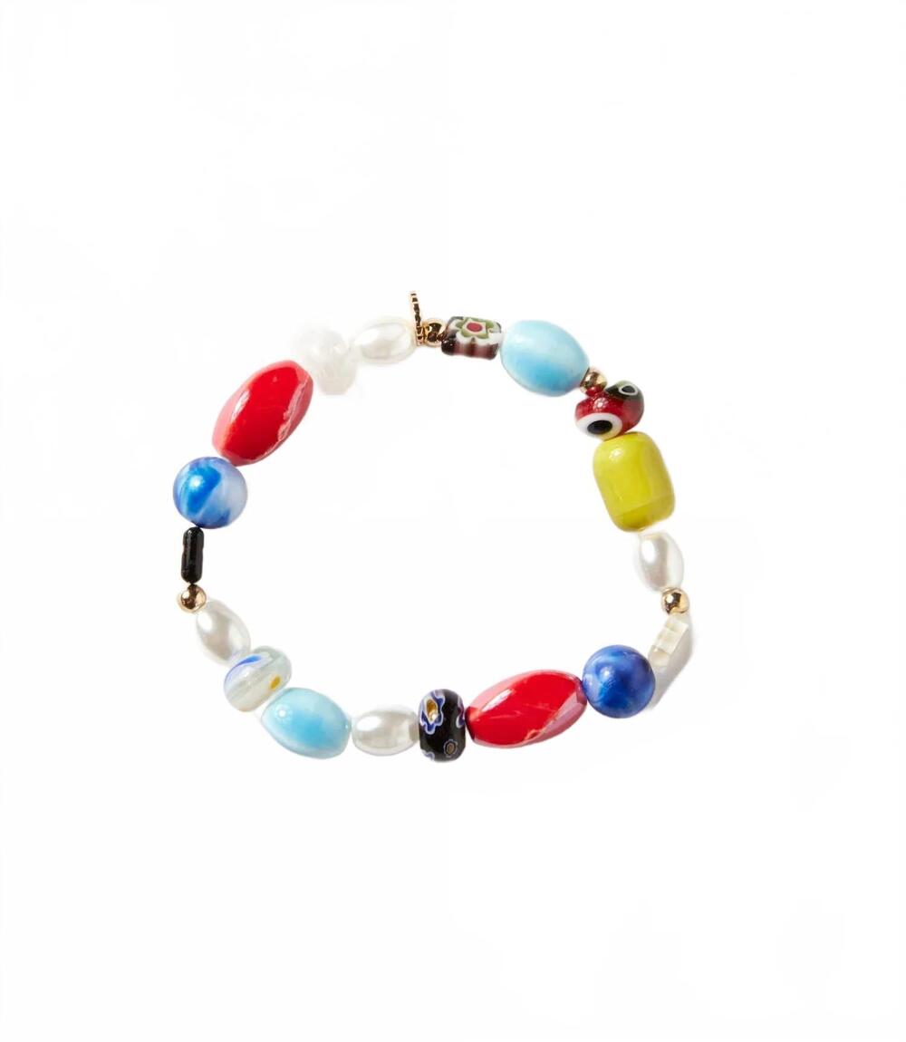 NEW MARLYN SCHIFF women's mixed bead stretch bracelet in multi